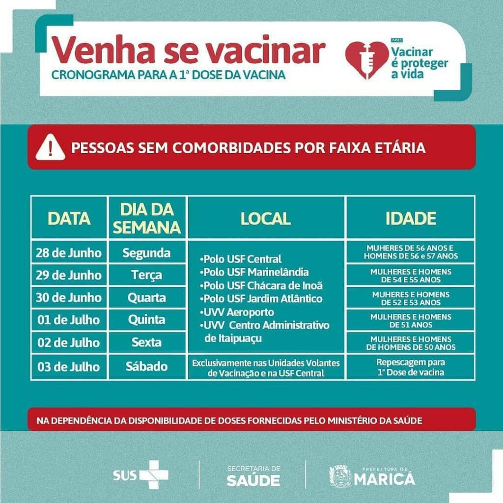 vacinacao calendario marica final junho 2021