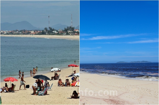 Dia de mar calmo e sem augas (Esquerda) e o mar com augas com aparência 'suja' (direita).