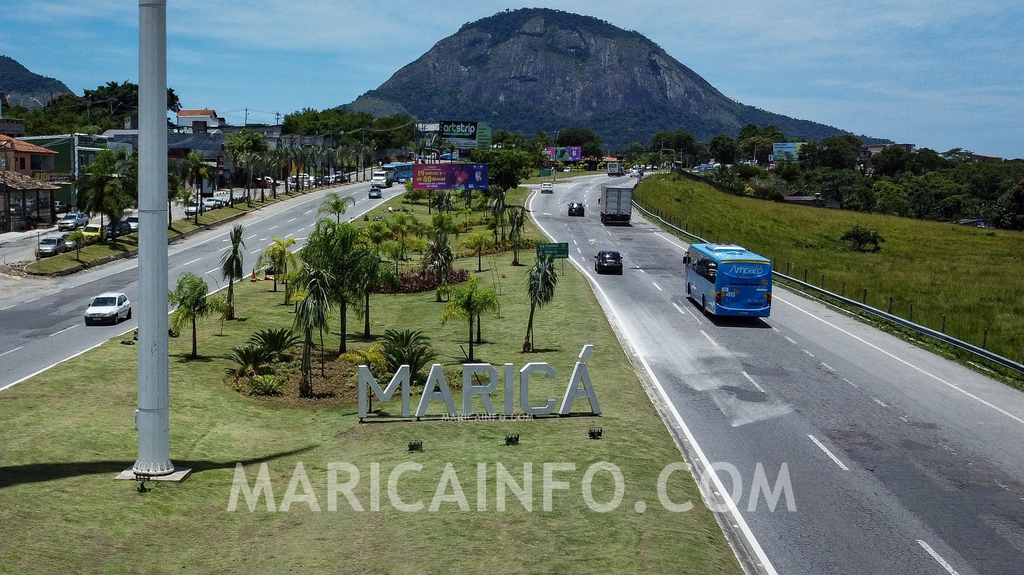 Chegada em Maricá pela RJ-106, principal acesso. (foto: João Henrique / Maricá Info)