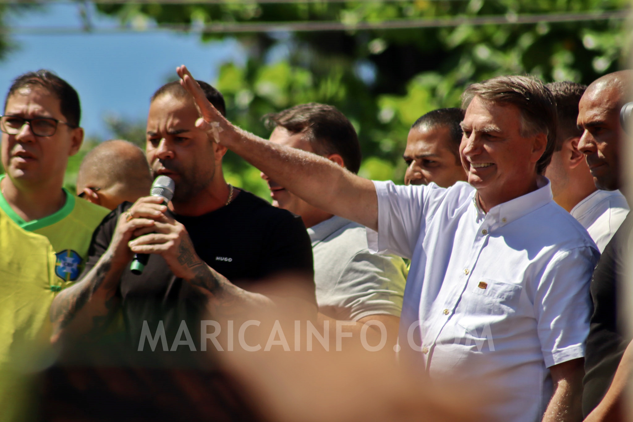 Ex-presidente Jair Bolsonaro esteve em Maricá na manhã desta sexta-feira (15/03). (foto: João Henrique / Maricá Info)