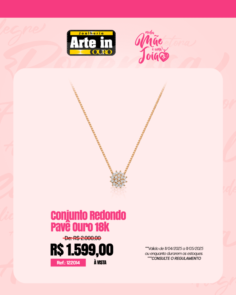 feed Conjunto Redondo Pave Ouro 18k