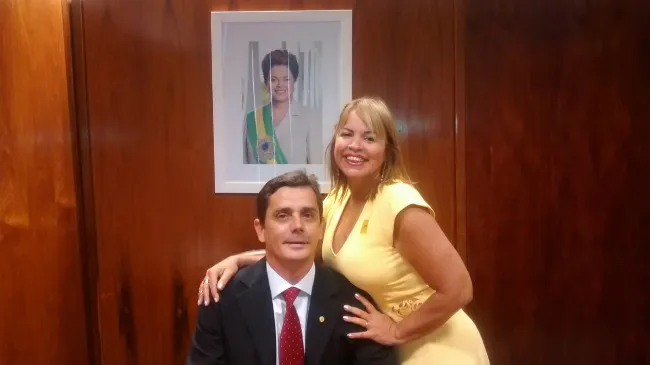 Fabiano Horta (PT) com sua esposa Rosana Horta (PT) na Câmara dos Deputados.