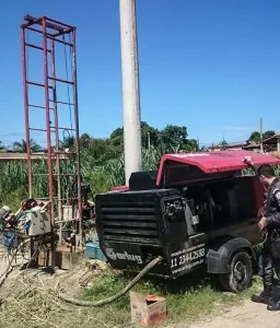 Material utilizado na perfuração foi inspecionado pela Polícia Militar. 