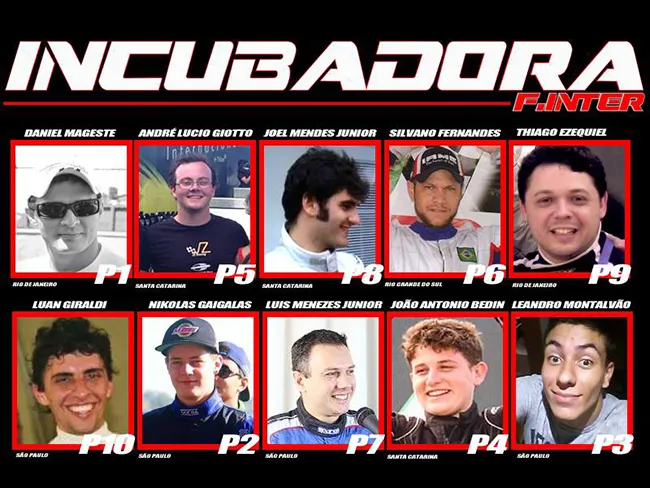 Pilotos selecionados para participar da Fórmula Inter. 