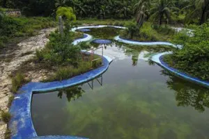 Piscinas abandonadas e cheias d'água. (foto: Thiago Freitas)