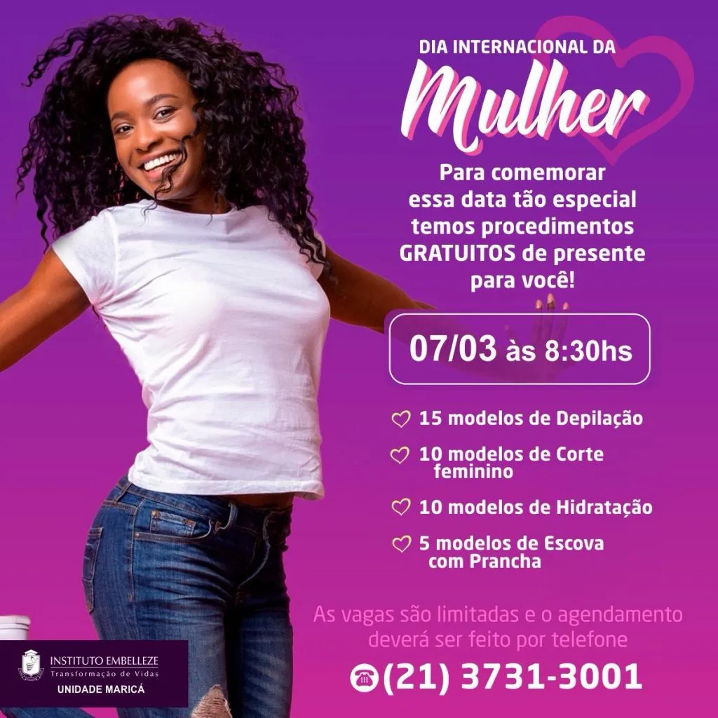 Embelleze Maricá oferece serviços gratuitos neste sábado (07) 2 embelleze procedimentos