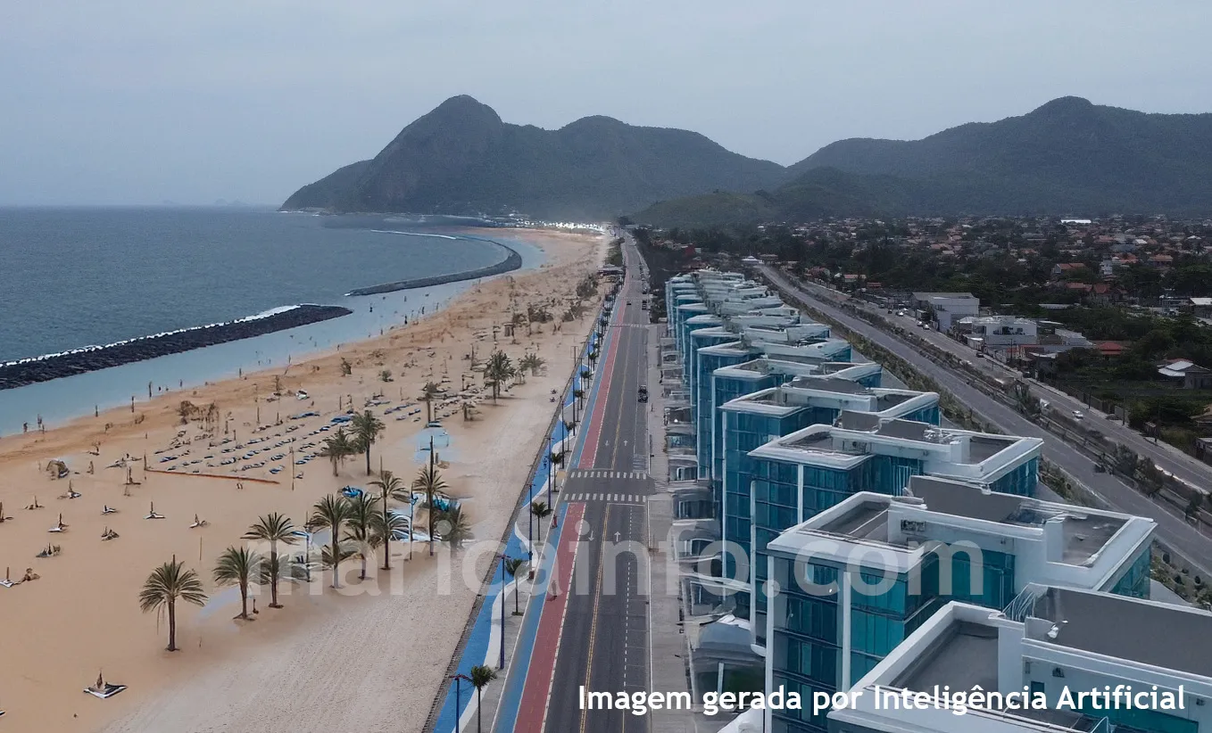 Praia de Itaipuacu com Hoteis e Piscina Natural Gerada por IA